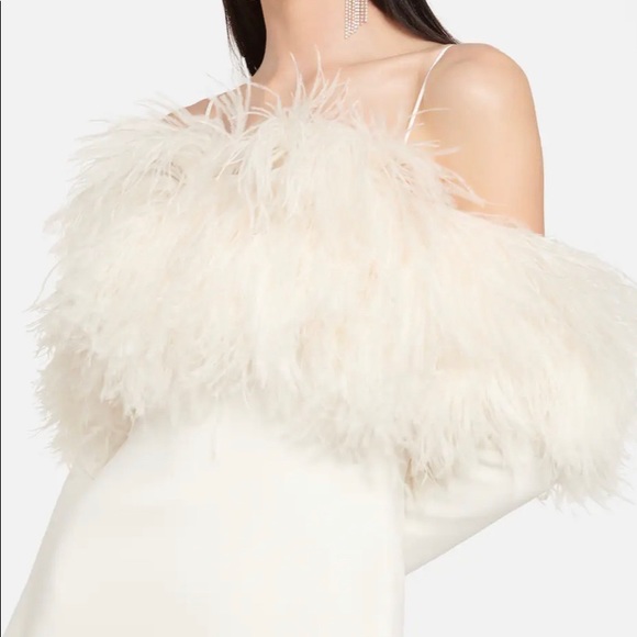 DAVID KOMA FEATHER TOP LONG SLEEVE MIDI DRESS - Picture 3 of 7